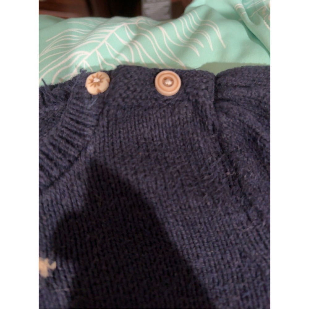 Vintage Ralph Lauren Equestrian Polo Bear Baby Intarsia Wool Blend Sweater Navy - Picture 6 of 7